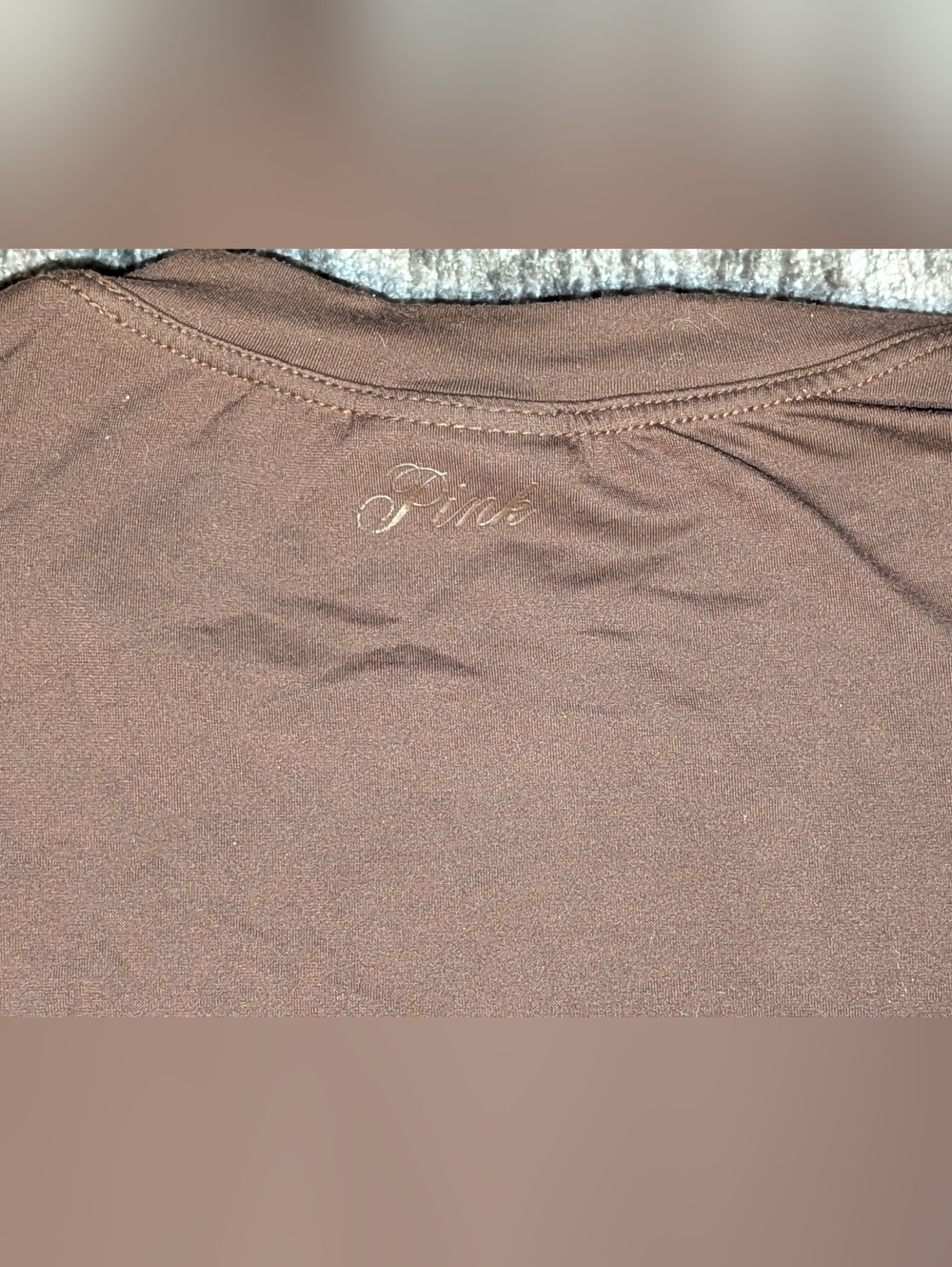 Victoria's Secret,Brown,Short Sleeve, Cropped, Dri-Fit Sleepwear Top-Ladies Jr S - Picture 3 of 4
